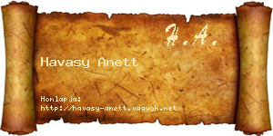 Havasy Anett névjegykártya